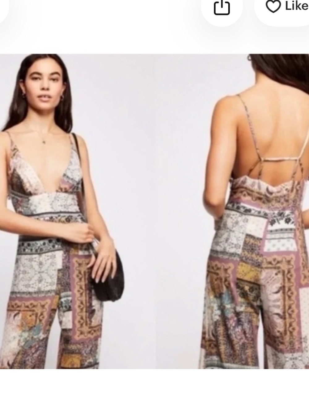 Free People Multicolor Patchwork Print Jumpsuit